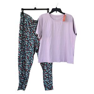 NWT State Of Day Women 1X Plus Size Mix Pajama Set T-shirt Top And Jogger Pants